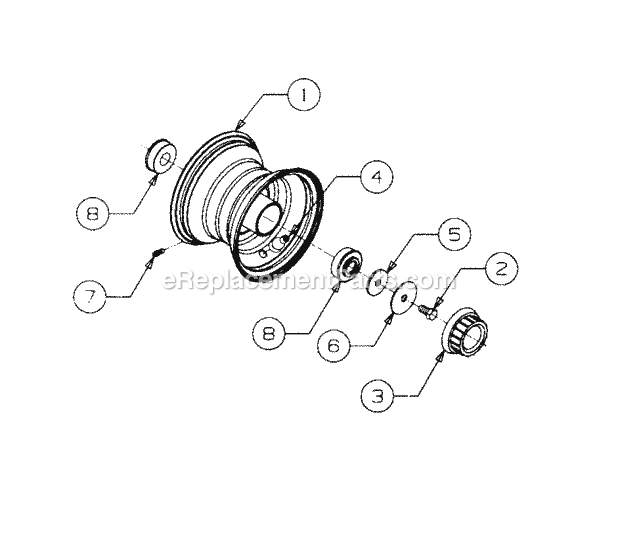 Front Wheel Diagram and Parts List for 2176 13A-274G100 Cub Cadet Lawn Tractor